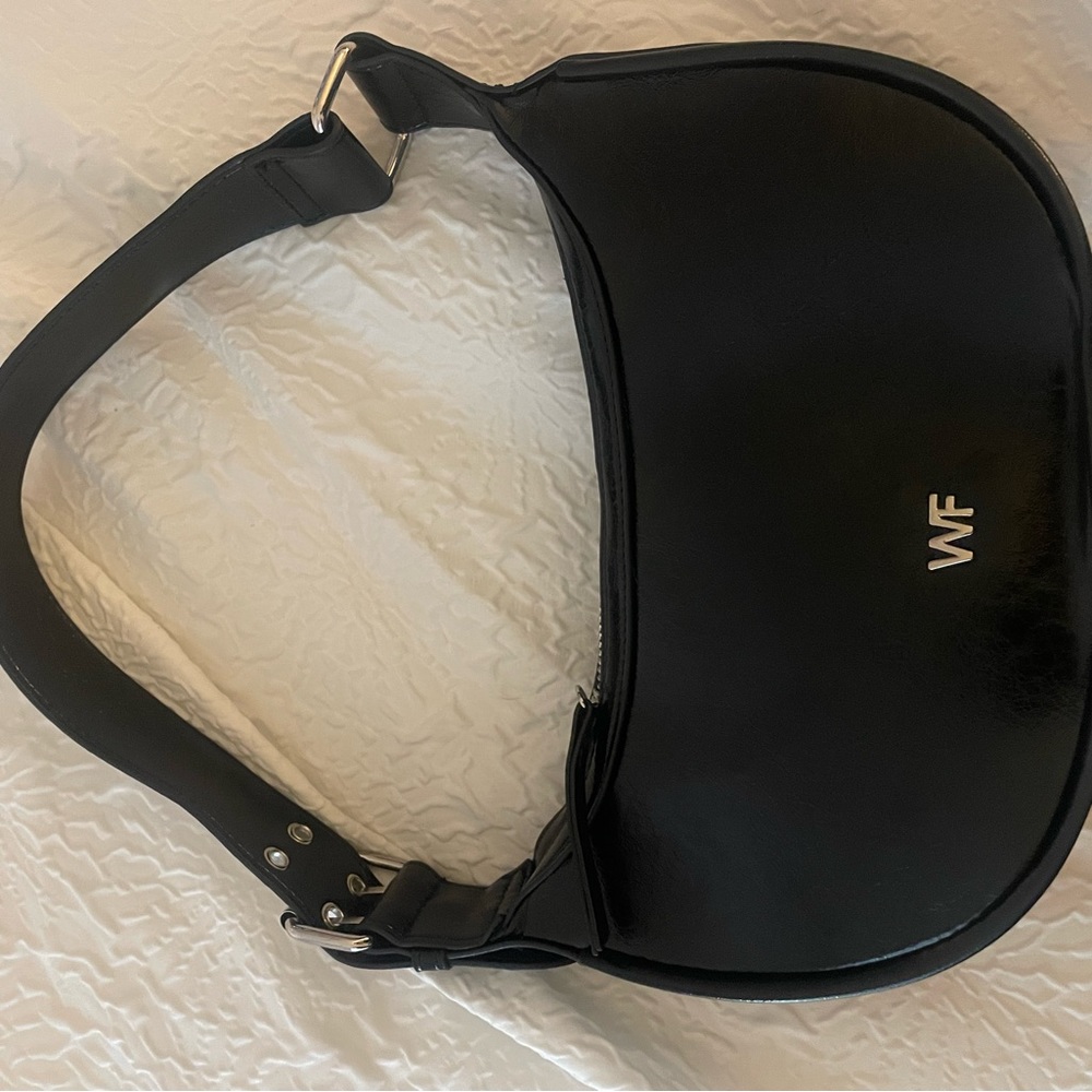 White Fox Black Shoulder Purse